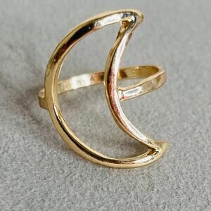 Quarter Moon Cut Out Gold Tone Ring Size 7.5